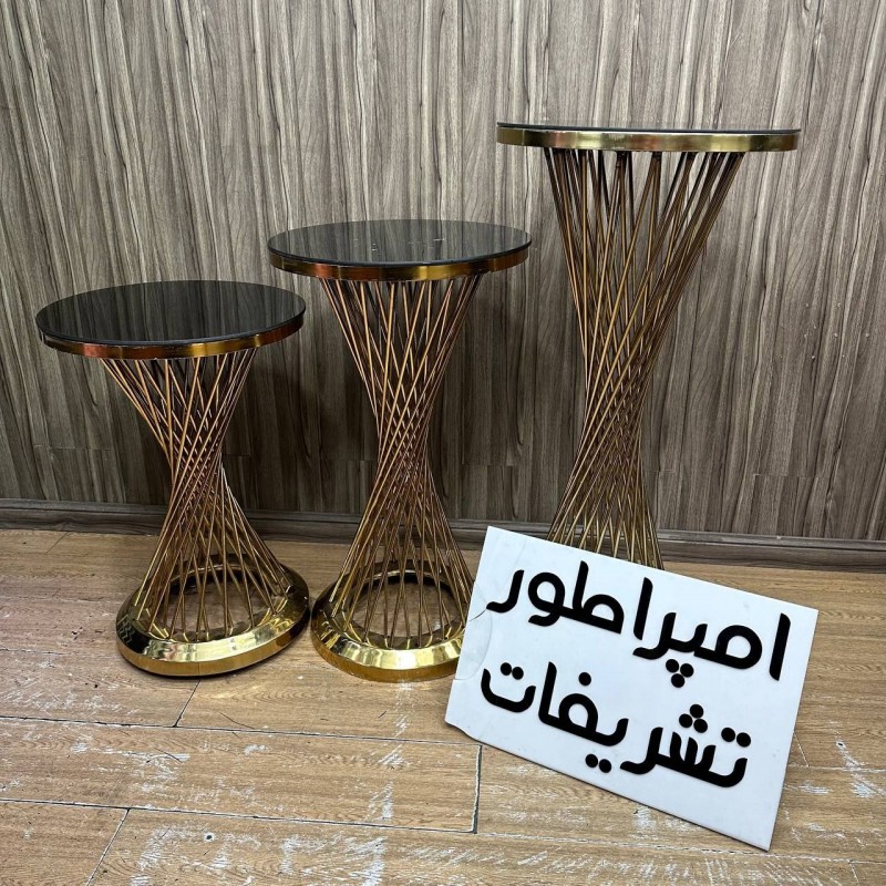میز۳ سایز  حصیری طلایی