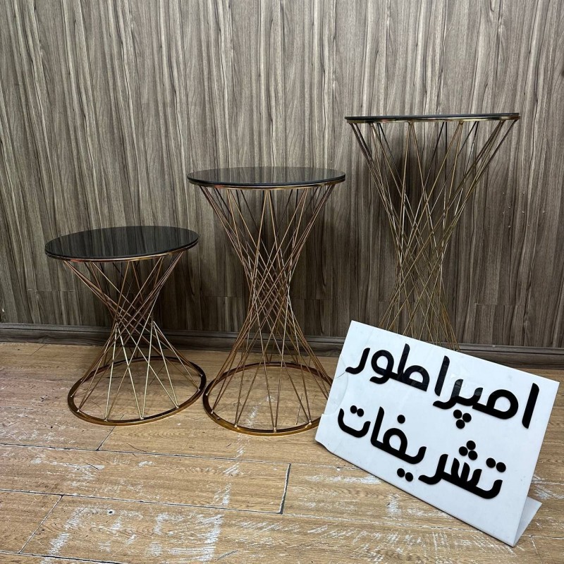 میز ۳ سایز پیچ میله نازک طلایی