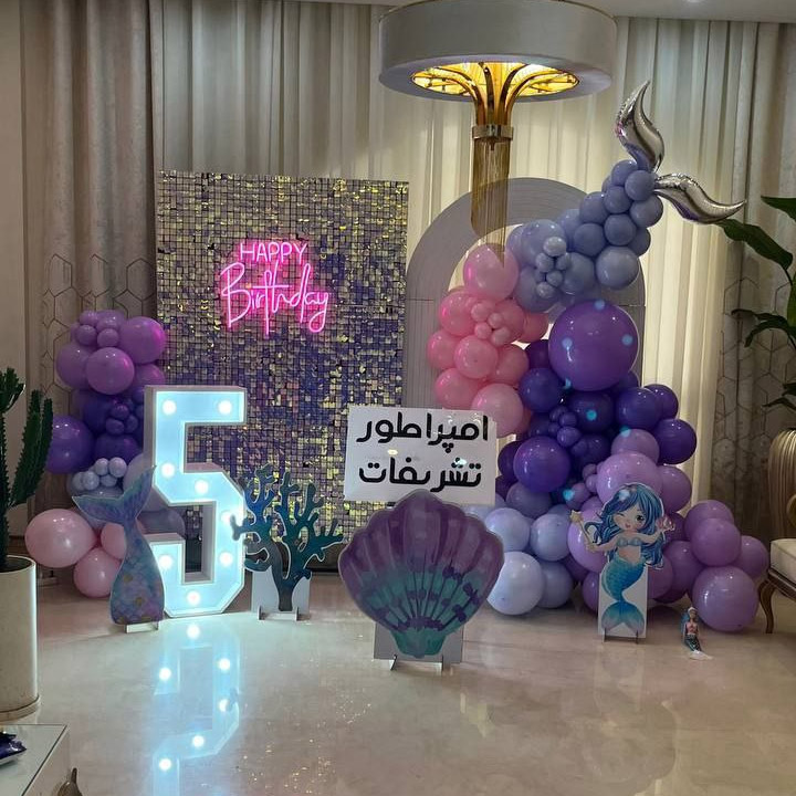تم بادکنک آرایی  دخترانه پری دریایی