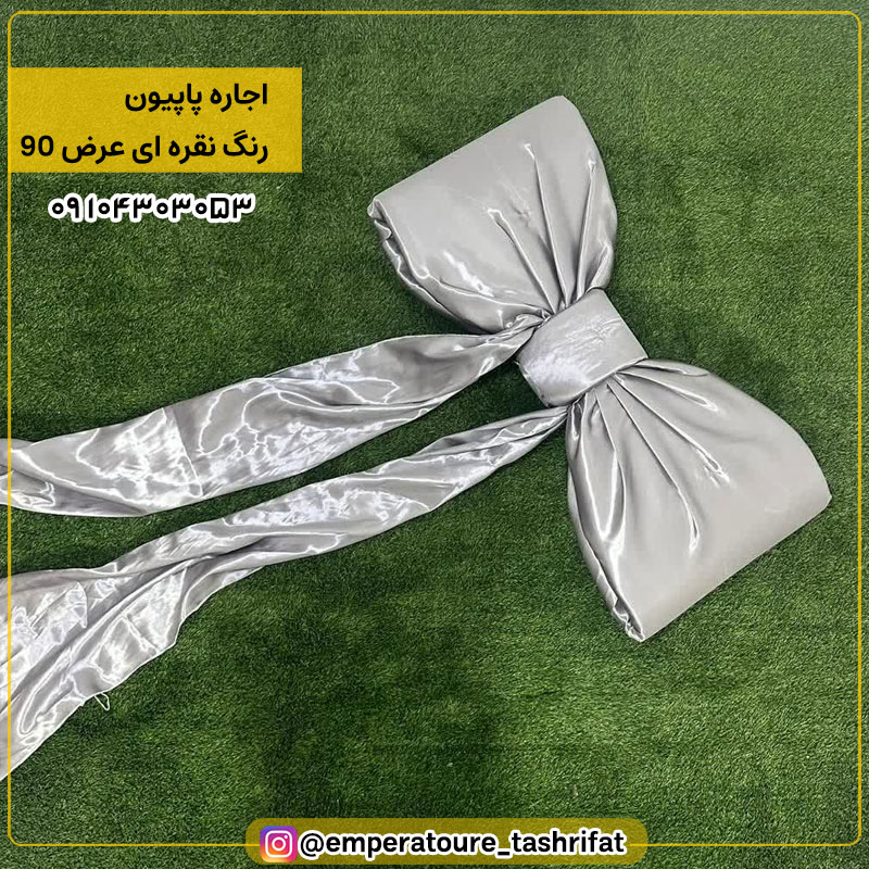 اجاره پاپیون نقره ای عرض 90