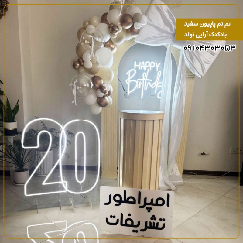 بادکنک آرایی تم پاپیون سفید