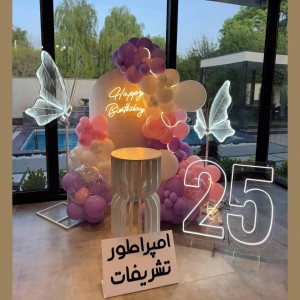 بادکنک آرایی  دخترانه  تم پروانه رنگ پاستیلی