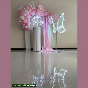 بادکنکآرایی مینیمال صورتی پاپیونی اقتصادی کد 202