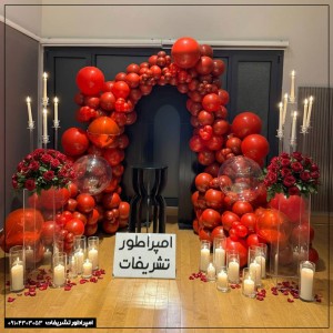 بادکنک آرایی، گل ارایی و شمع آرایی مراسم تولد و  شب یلدا با تم قرمز پرشور