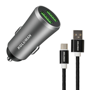 شارژر فندکی کلومن مدل KC - C04 به همراه کابل USB-C