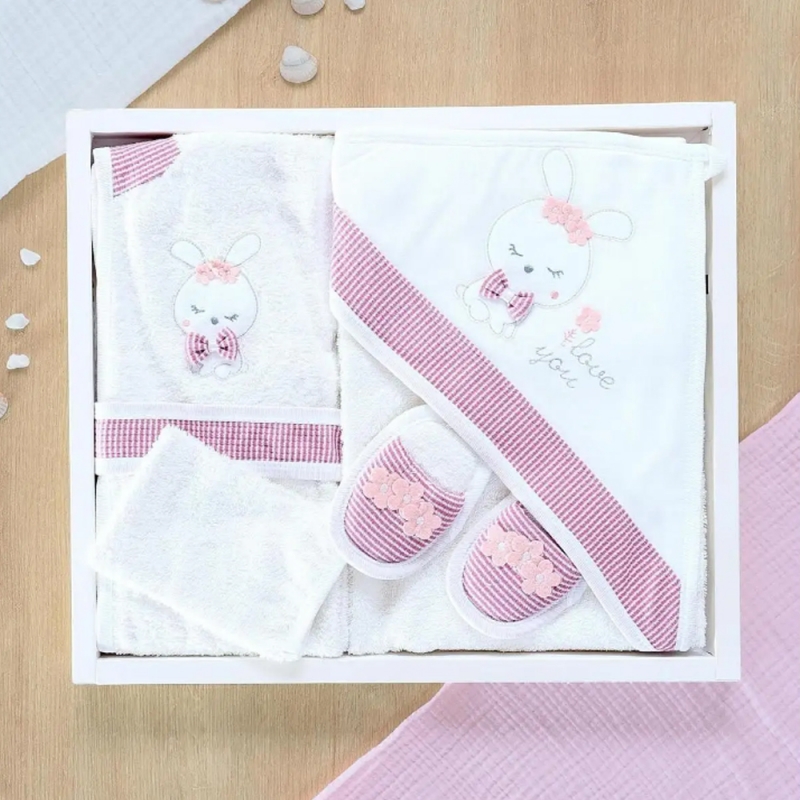 ست حوله 5 تکه نوزاد Gaye bebe طرح خرگوش