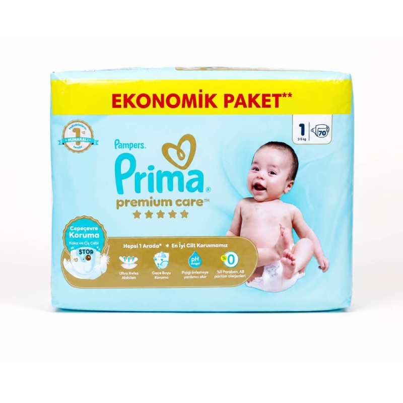 پوشک بچه پریما سایز یک بسته ۷۰ عددی