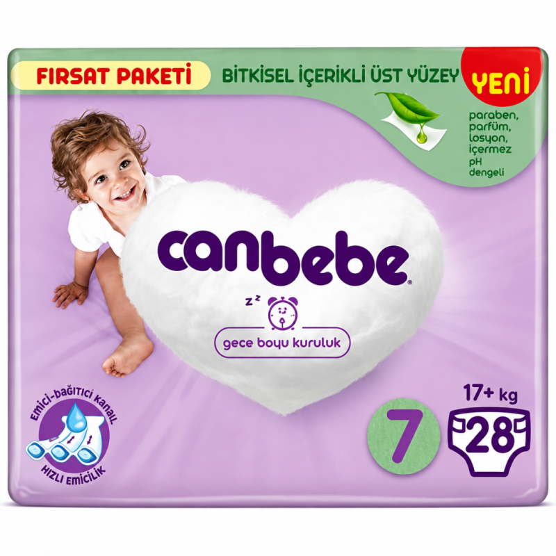 پوشک بچه جان به به Canbebe سایز 7 بسته 28 عددی