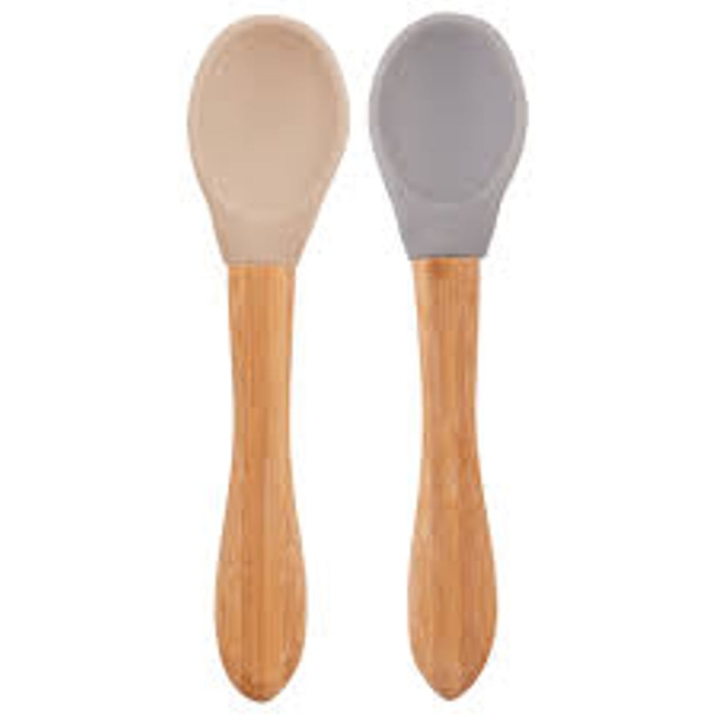 قاشق سیلیکونی دسته چوبی دوعددی minikoioi