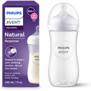 شیشه شیر ریسپانس طلقی 330 میل اونت Avent سایز 4 قطره سریع