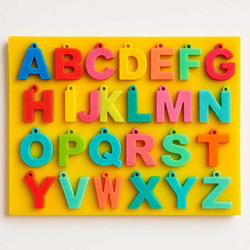 قالب سیلیکونی  حروف انگلیسی پین دار  چپ چین  در 3 سیز