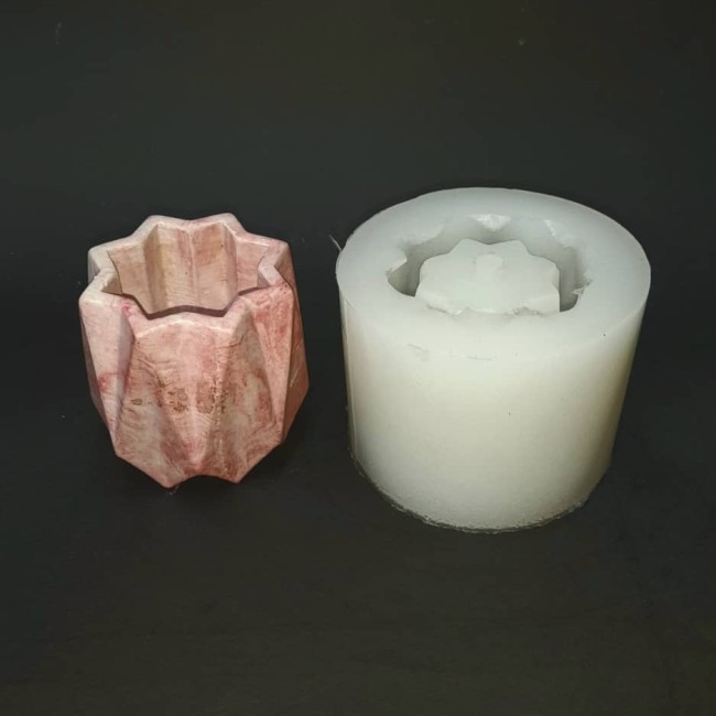 قالب   سیلیکونی سنگ مصنوعی و رزین  گلدان-جاشمعی