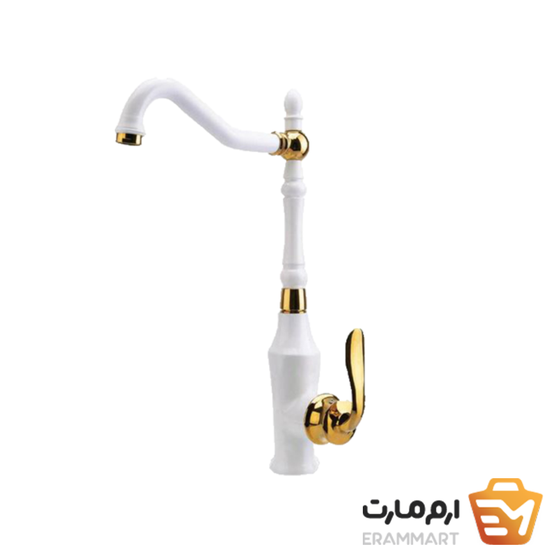 شیر ظرفشویی ایران گروه مدل اهرمی هلن سفید طلا