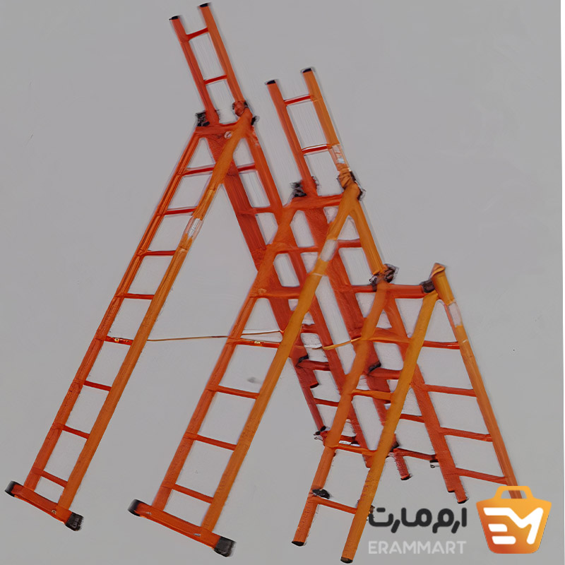 نردبان آلومینیومی پله کان  سه تکه