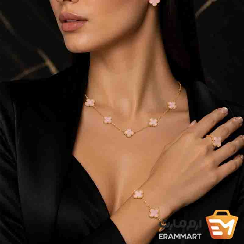 ست ونکلیف در سه رنگ مشکی، سفید صدفی و صورتی برند گندم