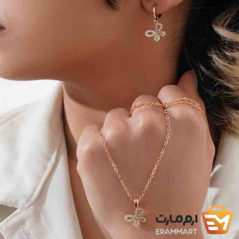 نیم ست پروانه  نگین اتمی برند ژمینو
