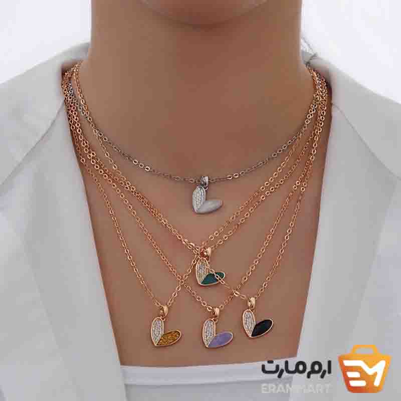 مدال قلب  بدون زنجیر مینا کاری شده