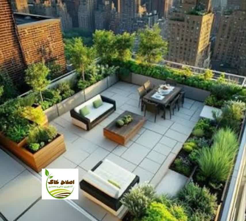 طراحی واجرای  انوع روف گاردن با متریال روز