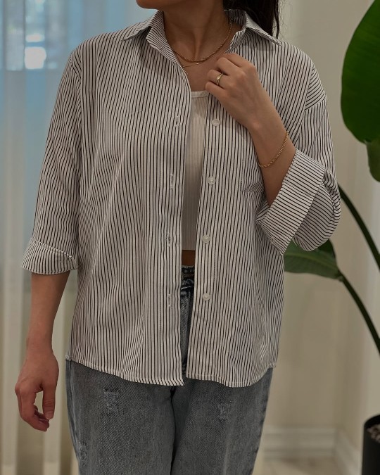 شومیز مانتویی راه راه کد817