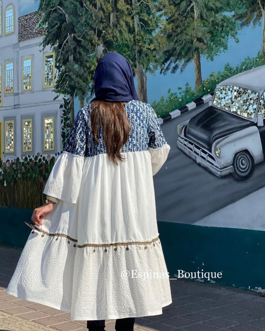 مانتو سه تیکه بالا طرح سرمه ای خامه دوزی کد 3353