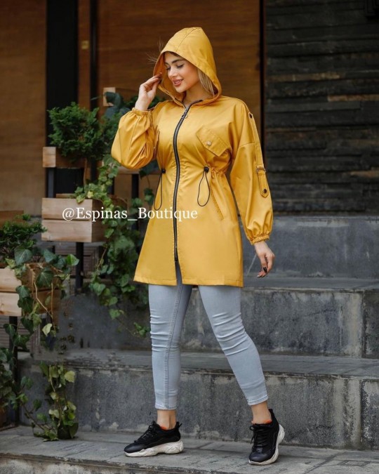 بارانی کلاه دار جلو زیپ کد 358