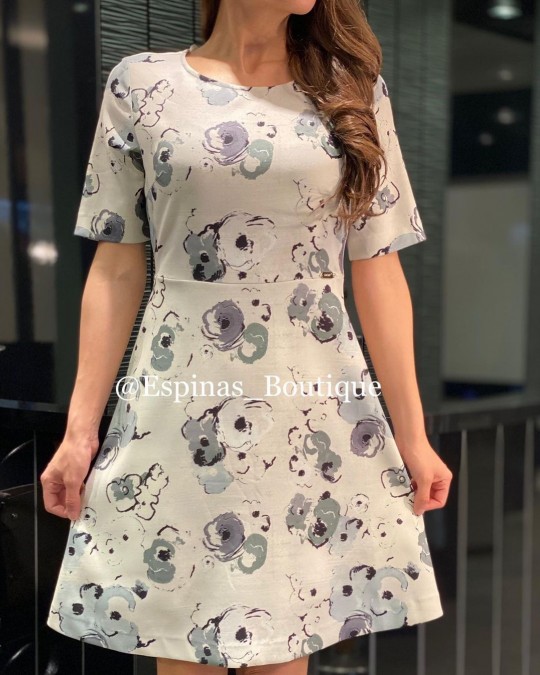 پیراهن آستین سه ربع طرح گل