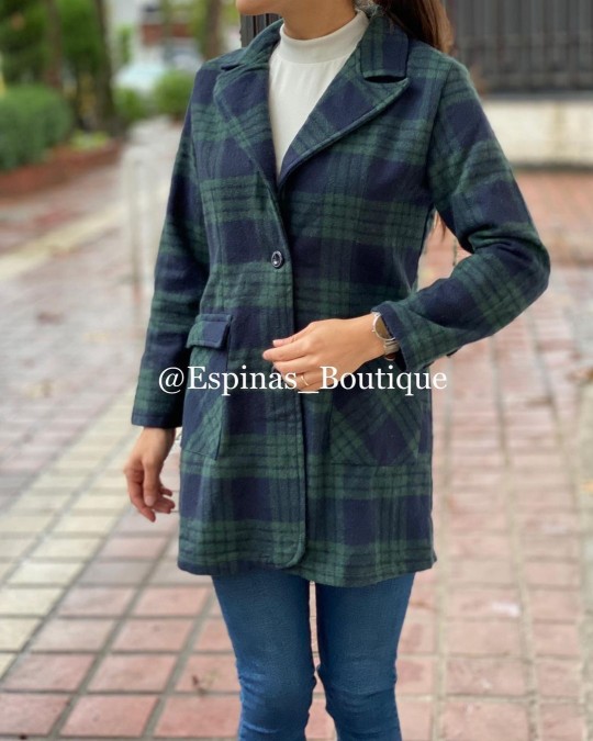 مانتو کتی چهارخونه پشمی