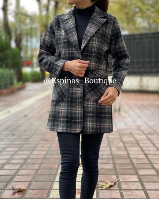 مانتو کتی چهارخونه پشمی