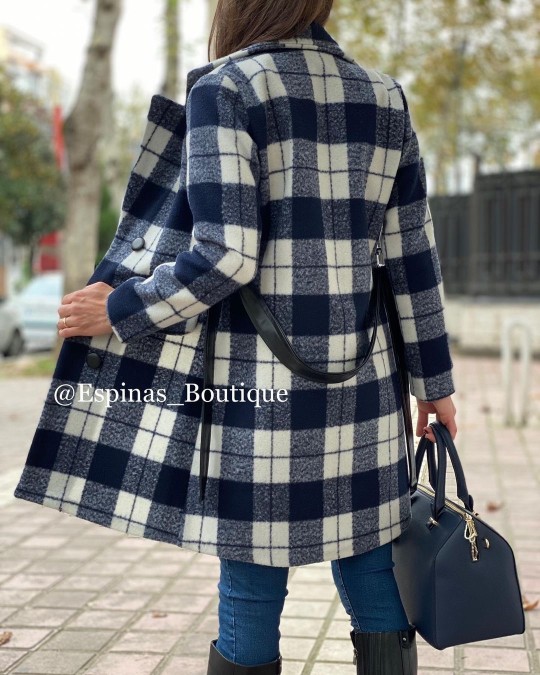 پالتو چهارخونه پشمی ضخیم