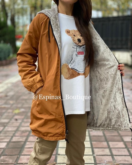 کاپشن دورو  کلاه دار(یک طرف ببعی)