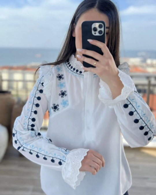 شومیز مجلسی خامه دوزی گلدوزی شده کد 5335