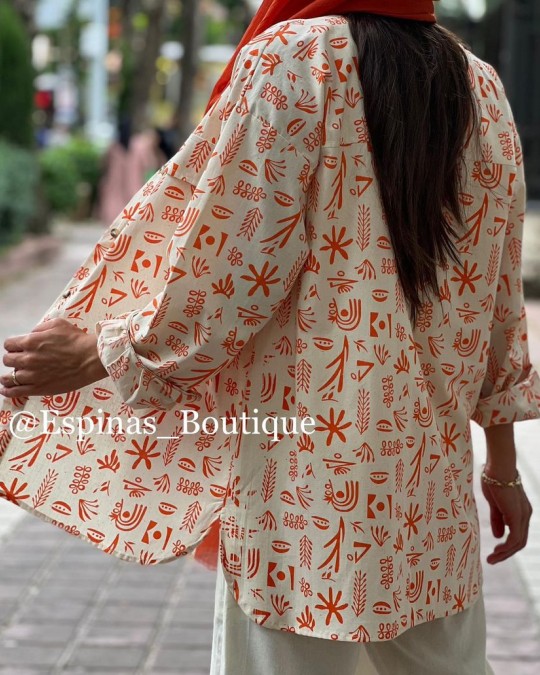 مانتو شومیزی لینن طرح دار کد 0547