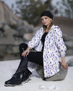 مانتو کلاه‌دار طرح کاج کد 21770