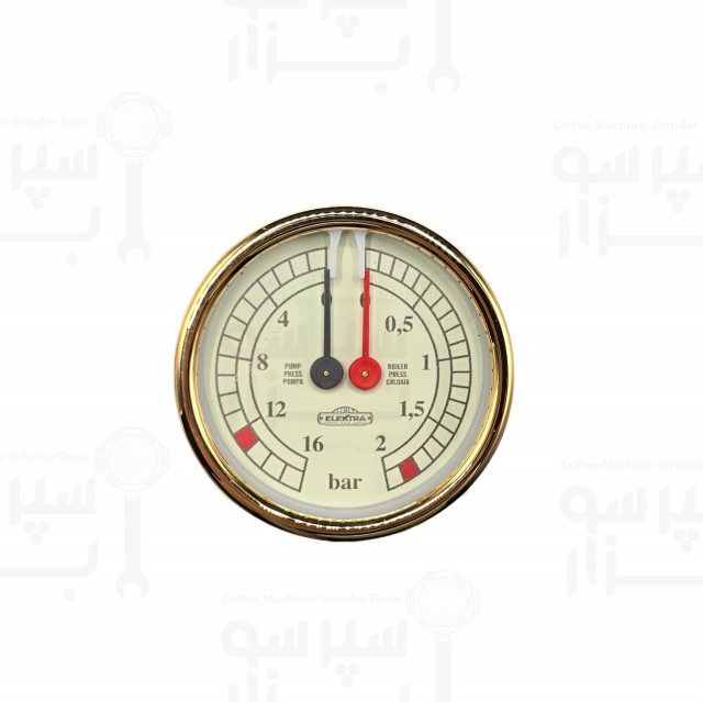منومتر دوعقربه طلایی اورجینال الکترا مدل های سیکستیز و اپوکه فشار آب تا 16 بار و فشار بخار تا 2 بار قطر بدنه 60 میلیمتر