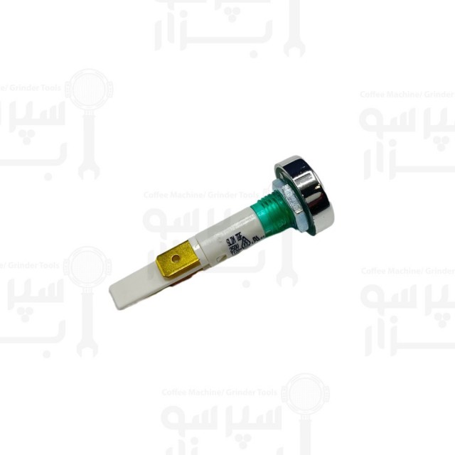 چراغ لد سبزرنگ ۲۵۰ ولت قطر سر ۲۰ میلیمتر قطر بدنه ۱۰ میلیمتر رویال / وی بی ام / ای سی ام / الکترا / پروفیتک
