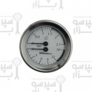 منومتر / مانومتر ۲عقربه دستگاه سیمونلی آپیا نشانگر  فشار بخار تا 2/5 بار فشار آب تا 16 بار اورجینال