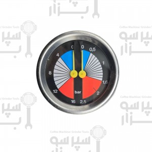 منومتر / مانومتر دوعقربه دستگاه های وی بی ام  و جیمبالی مدل ام۲۲ ام۲۹ نشانگر  فشار بخار تا 2/5 بار فشار آب تا 16  بار قطربدنه 60 میلیمتر  قطر قاب بیرونی 65 میلیمتر رزوه 1/8