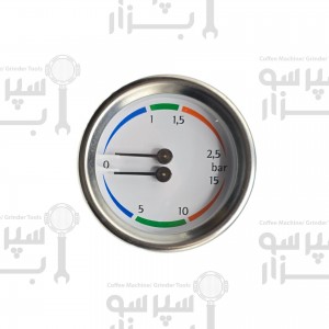 منومتر / مانومتر دوعقربه دستگاه سیمونلی/پاوونی / لاسپازیاله/  وگا نشانگر  فشار بخار تا 2/5 بار فشار آب تا 15 بار قطربدنه۶۰میلیمتر   قطر قاب بیرونی65 میلیمتر