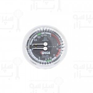 مانومتر / منومتر دو عقربه اورجینال وگا صفحه مشکی بخار 0 الی 3 بار و فشار آب تا 15 بار. قطر بدنه 63 میلیمتر و قطر قاب بیرونی 69 میلیمتر رزوه 1/8 اینچ