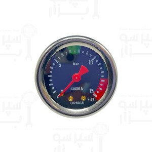 منومتر گیج نمایش فشار آب پمپ گاگیا /  گاجا از ۱۵-۰ بار فشار رزوه 1/8 اینچ قطر فریم بیرونی 57 میلیمتر قطر بدنه 50 میلیمتر