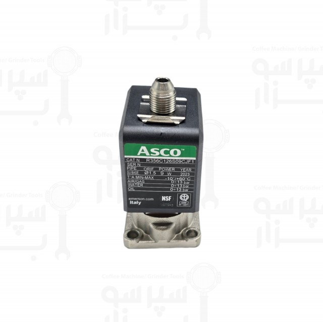 شیر برقی آسکو 3 طرفه هدگروپ اورجینالی رنچیلیو 24 ولت دی سی 9 وات ماکزیمم فشار 13بار قطر حفره درونی 1/5 میلیمتر