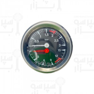 گیج منومتر /مانومتر دو عقربه مارزوکو فشار آب پمپ بین 0 الی 16 بار و فشار بخار تا 3 بار قطر بدنه 60 قطر فریم بیرونی 65 میلیمتر رزوه 1/8 اینچ