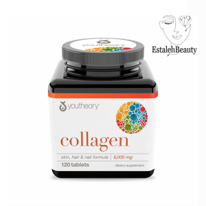 قرص کلاژن یوتئوری ۶۰۰۰ میلی‌گرم | تقویت پوست، مو و ناخن – ۱۲۰ عددی (Youtheory Collagen 6,000 mg | Skin, Hair & Nail Formula – 120 Tablets)