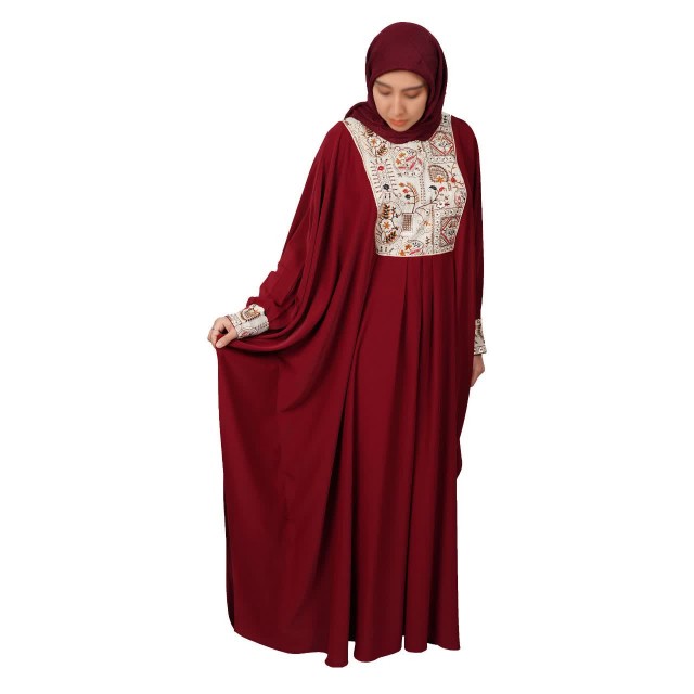 مانتو عبایی مهدا کساء (رنگ زرشکی)