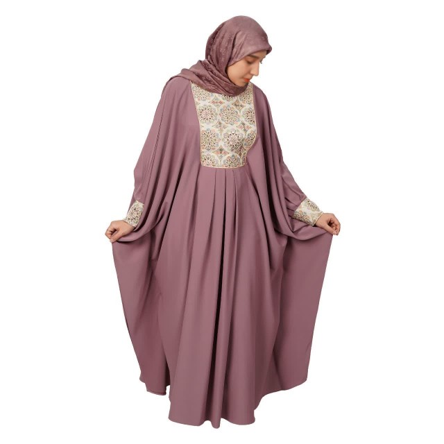 مانتو عبایی مهدا کساء (رنگ صورتی چرک)