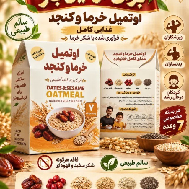 اوتمیل خرما و کنجد