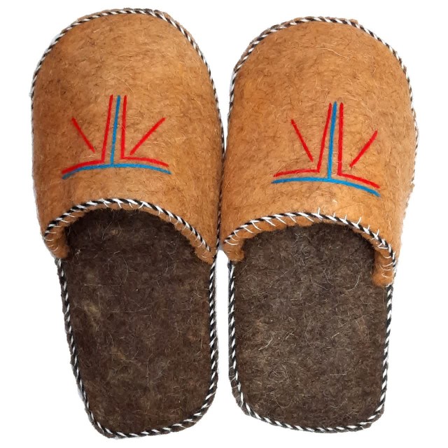 دمپایی نمدی زنانه رنگی جلو بسته دور دوزی شده