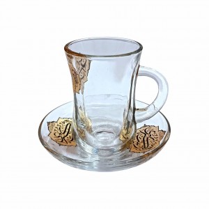 ست استکان کمر باریک دسته دار و نعلبکی نورهان (طرح یا زینب کبری)
