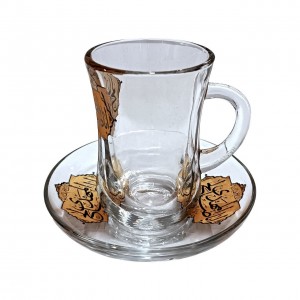 ست استکان کمر باریک دسته دار و نعلبکی نورهان (طرح یا اباصالح المهدی)