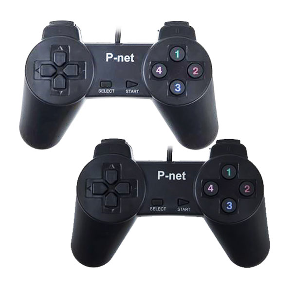 دسته بازی دوبل سیمی P-NET مدل X.4 مناسب برای کامپیوتر و لپ‌تاپ افلاح نت